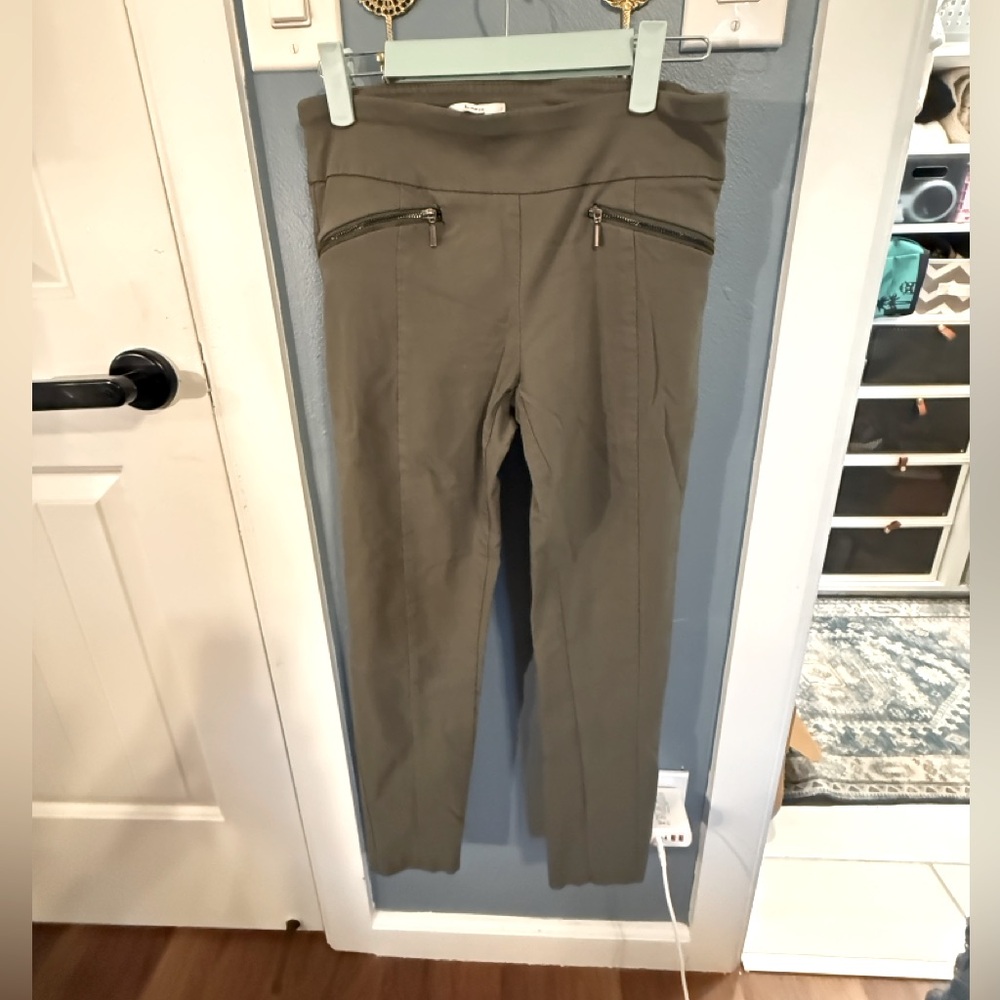 Bar III Olive Green Pants with Zipper Accents